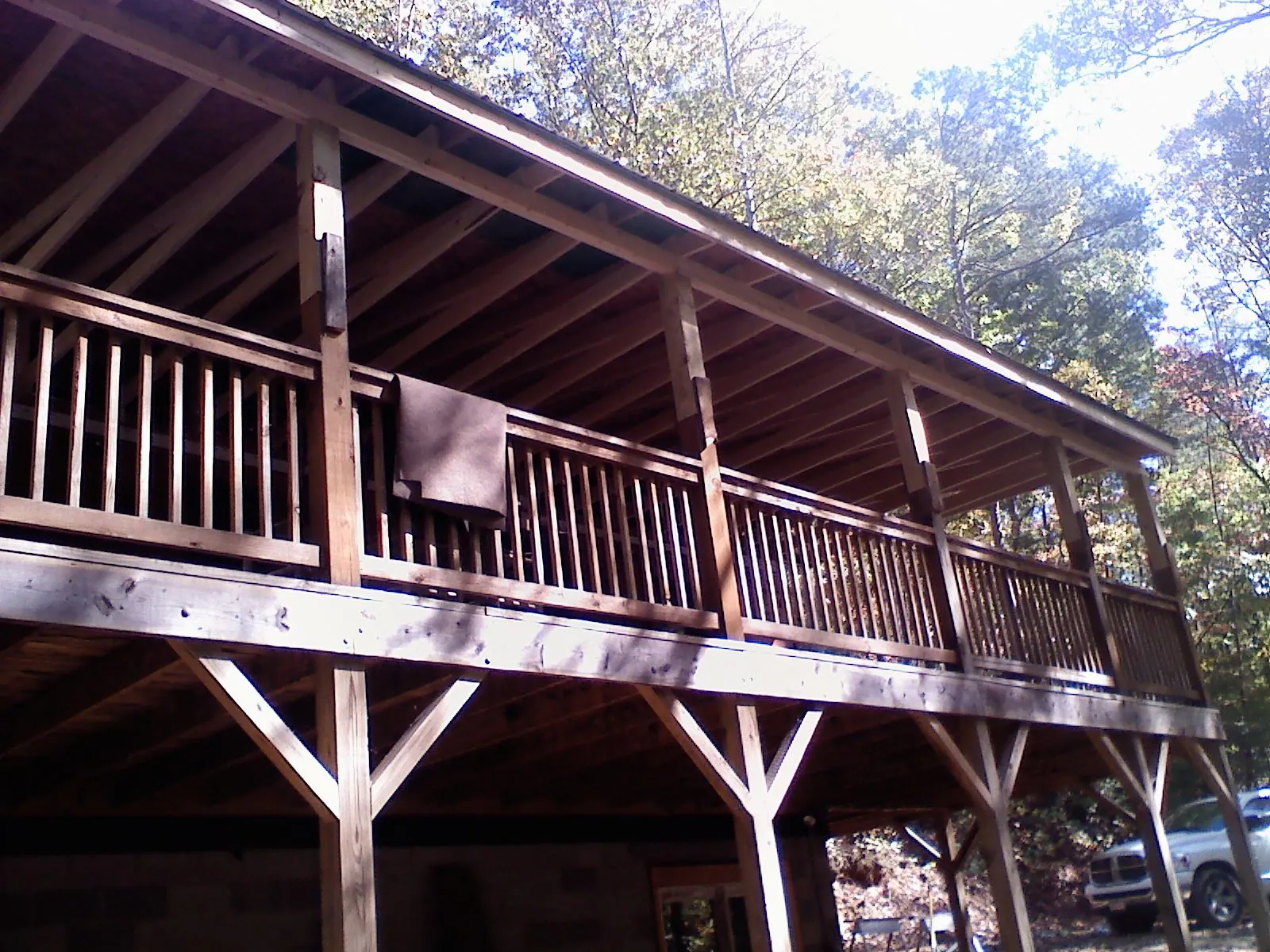 Timber framing under a new elevated porch and deck — Roof Leak Repair in Raleigh by Roofing Brothers